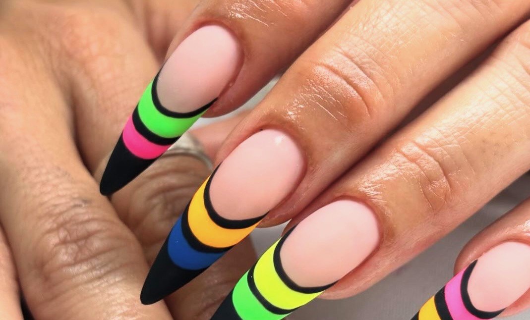 Neon French tip nail set