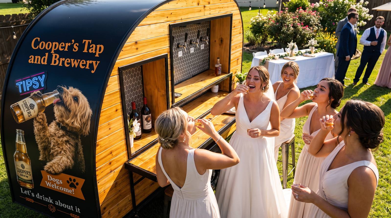 Cooper's bar at a pool party